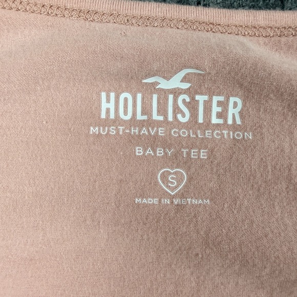 Hollister Women's S Small Must-Have Baby Tee Pink Corset Seam Long Sleeve Top - Picture 2 of 6